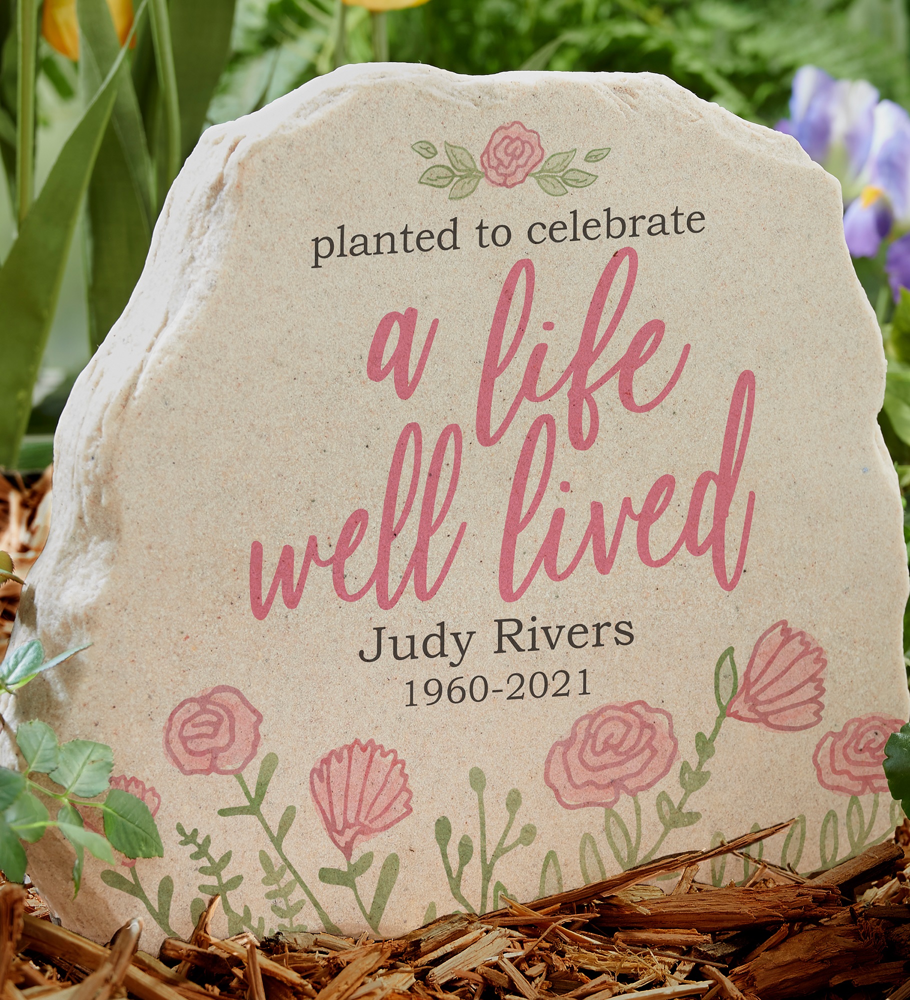 A Life Well Lived Personalized Memorial Standing Garden Stone